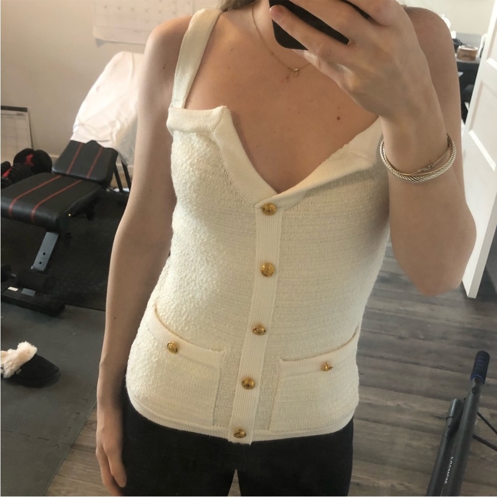 Ronny Kobo Collection Cream Button-Up Women's Blouse